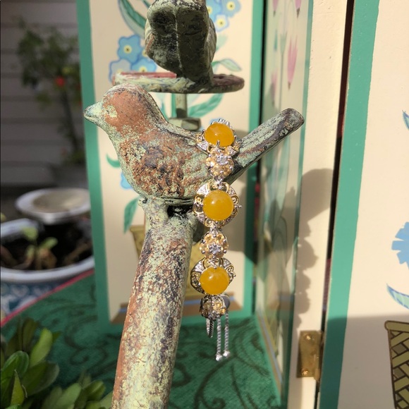 Jewelry - Burmese Yellow Jade, Citrine, Zircon Bolo Bracelet